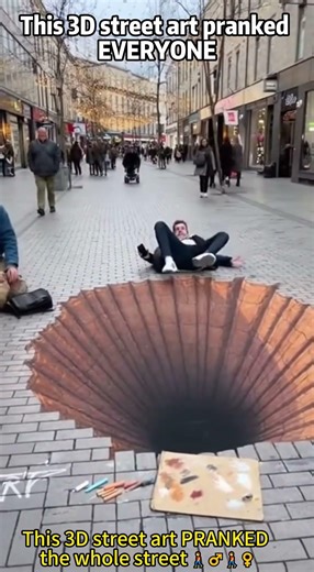 This 3D street art pranked EVERYONE#streetart #opticalillusion #artprank #public #mindblown#funny