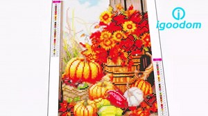 igoodom Pumpkin Diamond Painting Art Kit for Adults Fall Farm Diamond Art Painting for Beginners Full Drill Round Gem Art Painting for Home Wall Decor Gift 12x16inch, 5X5X0.5, B12956