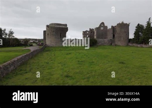 Aerial view of Roscommon castle in the Republic of Ireland.
