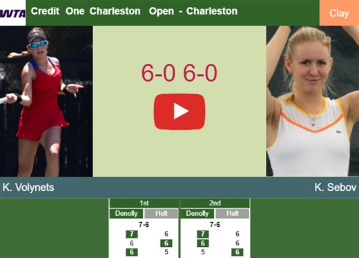 Superb Katie Volynets breezes past Sebov in the 1st round to set up a clash vs Krueger at the Credit One Charleston Open. HIGHLIGHTS - CHARLESTON RESULTS - Tennis Tonic - News, Predictions, H2H, Live Scores, stats