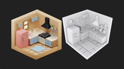 【3Dmax教程】3D Max卡通厨房场景建模｜零基础1小时做出治愈系小厨房