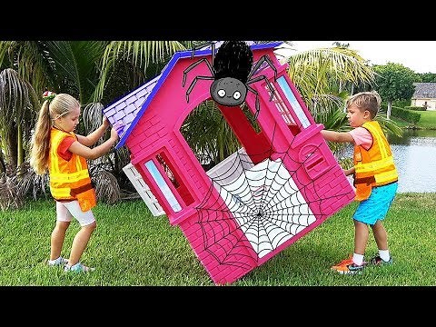 Diana and Roma repairing playhouses