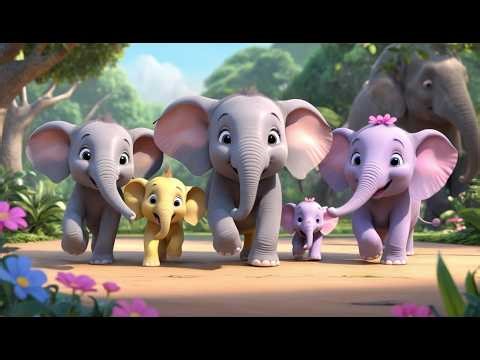 Five Little Baby Elephants Stomp Stomp Stomp | Jungle Animal Song & Nursery Rhymes