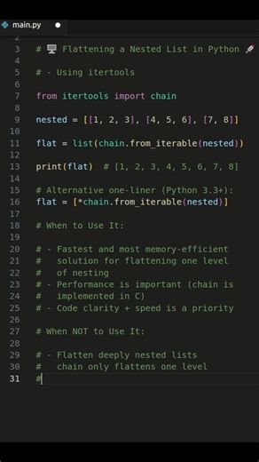 Python Flattening the Nested List - Part 2 #python #pythonprogramming #learning #tips #coding #tipsandtricks #development #softwaredevelopment #fblifestyles #fbpost2026シ #fbreelsfypシ゚ #fypシ | Pythopedia