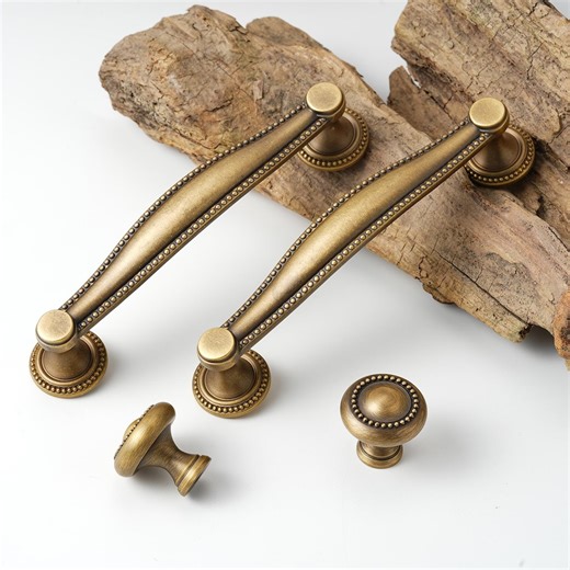 Solid Brass Cabinet Handle: Antique Brass Drawer Knob, 5" Hole Center Pull for Furniture - Etsy