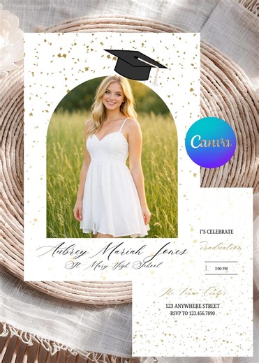 Girls Graduation Invitation, Class of 2026 Invite, Modern Graduation Announcement, Open House Grad Party, Editable and Printable - Etsy