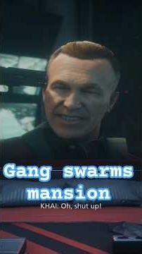 Drug lord reinforces gang crew in his mansion.