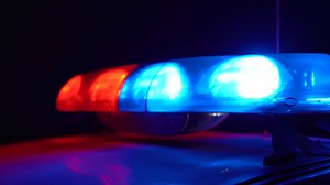 Police lights in flashing at night