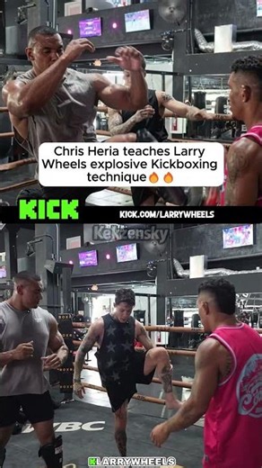 Chris Heria teaches Larry Wheels explosive Kickboxing technique🔥🔥