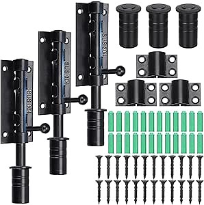 Tandefio 3 Pack 6.3 Inch Slide Bolt Gate Latch with Padlock Hole 304 Stainless Steel Barrel Bolt Latch Heavy Duty Door Security Lock Thickened Door Hardware for Barn Fence Shed Yard(Black)