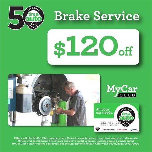 Up to $120 Off Brakes with the MyCar Club