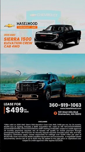 Elevate Your Drive! Lease the 2026 GMC Sierra 1500 for $499/Month!