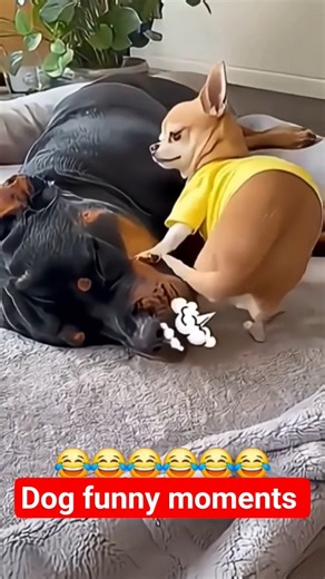 Chihuahua and Rottweiler are the best entertainment- Chihuahua videos - Rottweiler video #shorts