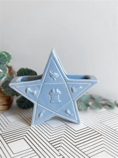 Vintage Blue Masonic Star Planter | Ceramic Embossed Vase | Order of the Eastern Star - Etsy Australia