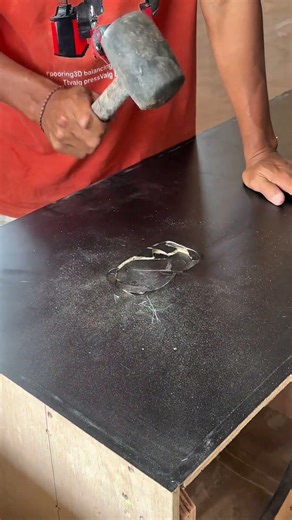 the process of making holes in the HPL hardcase handle #tutorial #hpl #speakerbox