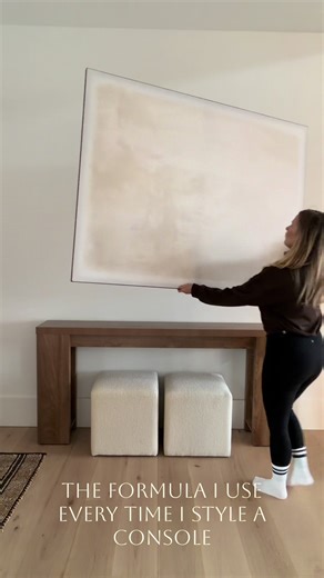 If your console table feels unfinished, try this formula: Anchor. Height. Texture. It instantly makes styling look more intentional. Follow for simple, neutral home styling ideas 🤍 #consoletable #consoletabledecor #homestyling