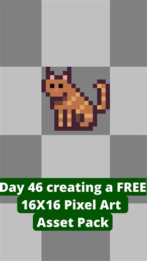 Day 46, Pixel Art Cat for my Free Asset Pack