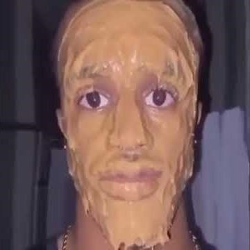Man smears face with peanut butter meme