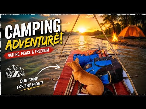 24 Hours River Camping With My Dog 🏕️🐕 | Bamboo Raft Survival