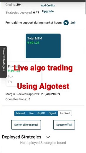 live Algo trading With Algotest software..