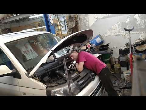 VW T5 installing gearbox dsg after repair. Time lapse.