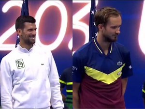 WATCH: "The real GOAT of trophy presentations!" - Daniil Medvedev asking Novak Djokovic what is he still doing here despite losing to him in the US Open final has left fans in splits