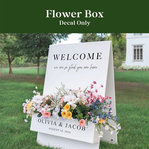 Custom Flower Box Decal, Wedding Welcome Sign Decal, Engagement Party Decal - Etsy
