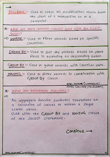 SQL Handwritten NOTES