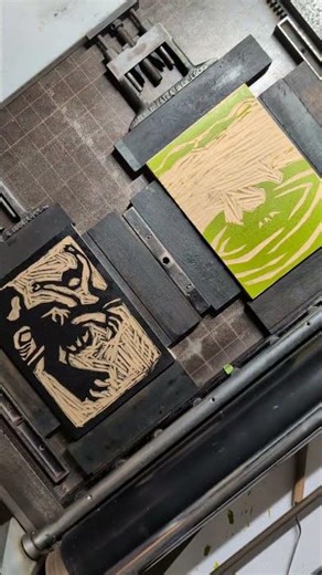#Woodcut block printing process for a print that will be included with the new Obits vinyl record.