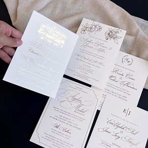 Gold Foil Printed Invitations 5x7 - Luxury Foiled Wedding Stationery - Etsy