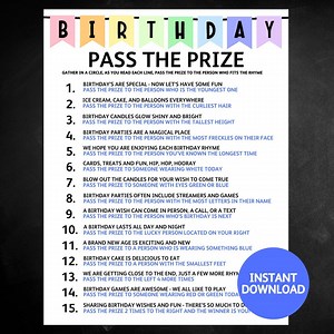 Birthday Pass the Prize Game, Printable Group Birthday Game, Left Right Game for Birthday, Birthday Game for Kids, Teens and Adults - Etsy