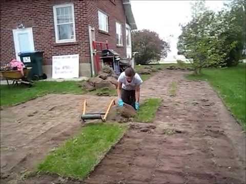 How to make a garden Sod Cutting with a sod Cutter Landscaping Use a tiller