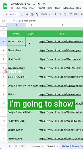 Import Tiktok Follower Counts into Google Sheets. super easily. Use IMPORTXML and the full xpath of the follower count on a Tiktok Channel's URL #google #easy #socialmedia