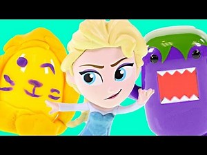 PLAY DOH Stop Motion Surprise Eggs Disney Elsa Frozen Domo-Kun Toy Animation by DCTC