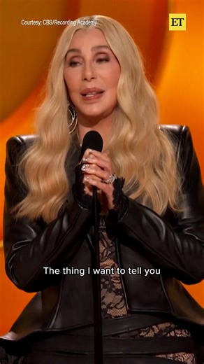 Cher accepted her Lifetime Achievement Award with an uplifting message — then exited the #GRAMMYs stage a bit too early, as she was also supposed to announce the Record of the Year award. | Entertainment Tonight