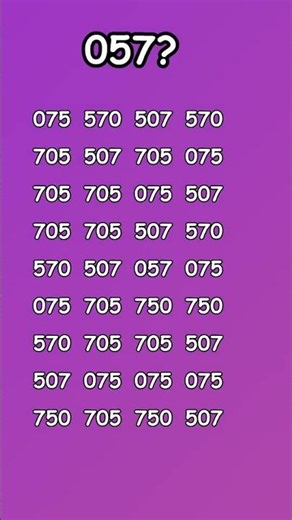 "Crack the Code Puzzle: Find 057 Among the Numbers Challenge!"