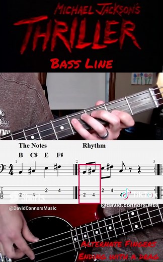 Thriller Bassline. How to in 3 easy steps.#thriller #bass #guitar