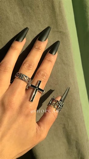 Black Silver Cross Ring 002 * AVAILABLE IN OUR TIKTOK SHOP! goth jewelry rings Ring stack Catholic Religious crosses Cottagecore Vampcore Cathedral alternative aesthetic punk