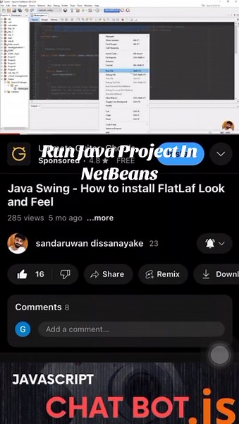 How to run java project in NetBeans 🖥💻 #netbeans #java #programmer #run #build #apache #softwareengineer #sofware #oop #design#theam #flatlaf