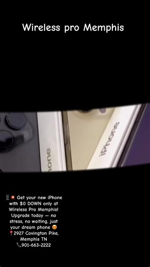 📱💥 Get your new iPhone with $0 DOWN only at Wireless Pro Memphis! Upgrade today — no stress, no waiting, just your dream phone 😍 📍2927 Covington Pike, Memphis TN 📞901-663-2222 #WirelessPro #iPhoneDeals #Memphis #iphoneupgrade #phonedeals