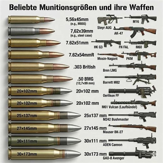 Popular Ammunition Sizes & Their Firearms – From Rifles to Autocannons
