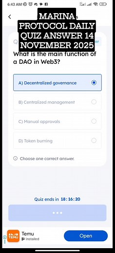 MARINA PROTOCOL DAILY QUIZ ANSWER 14 NOVEMBER 2025 | Marina Protocol | Marina Protocol Daily Quiz 14 NOVEMBER 2025 � Claim Your FREE Marina Protocol Tokens | Airdrop Quiz Answers & Guide (2025) Looking for the latest crypto airdrop in 2025? In this short video, discover the correct Marina Protocol Quiz Answers and follow a simple step-by-step guide to claim your free Marina tokens. Don’t miss out on this high-potential project—start earning free crypto today! marina protocol quiz 14 NOVEMBER 202