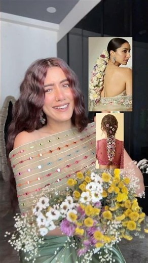 donut bun ➡️ braid base✨ #braidtutorial #bridalhairstyle #mehendibride #haniaaamir #flowerhairstyle