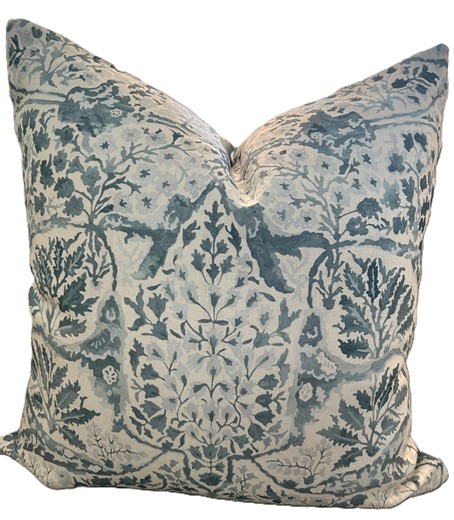 Dusky Blue and Cream Print Pillow Cover, 22" English Country Throw Pillow - Etsy