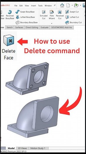 How to use delete command in SolidWorks #solidworks #shorts #How to