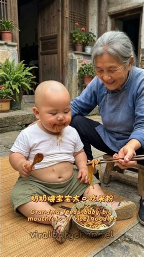 Baby Mukbang: Baby Eating Noodles in Chinese Rural Life 🍜 #cute #baby #babymukbang