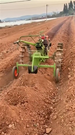 Ridging Machine Makes Mounds: Planting Holes in One Pass #farmmachinery #farming #shorts