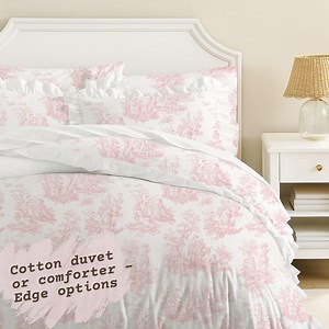 Pink Toile Ruffle Cotton Bedding Set Gift for Teen Girl Granddaughter Coquette Dorm Decor Vintage Floral Duvet Cover Cottagecore Room Gift - Etsy