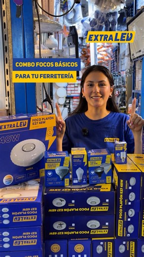 ¿Estás pensando en abrir tu ferretería? 🤩 El stock correcto hace la diferencia. Este es el combo Extraled que tú necesitas y de mayor rotación: Foco Plafón, Foco con sensor de movimiento, Foco Mazorca, Foco tubular corto y Foco Led Par30 💡 📲 Escríbenos y arma tu stock. | Extraled Perú