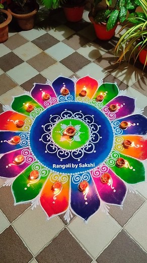 282K views · 753 reactions | ✨ Diwali vali Rangoli 杖 Festive Rangoli  #diwalirangoli #diwalidecor #rangolidesigns #uniquerangoli #rangolibysakshi #rangoliart #trendingreels #reelschallenge #viral #explore #instagood #indianart #festivevibes #festiverangoli #homedecor | rangolibysakshiofficial | Facebook